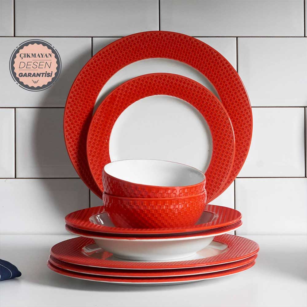 KIRMIZI1 سرویس غذا خوری 24 پارچه مدل PETEK - تصویر 1